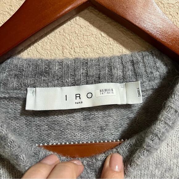 IRO Valya Gray Ombre Ruffle Oversized Crewneck Sweater Small - Picture 7 of 9